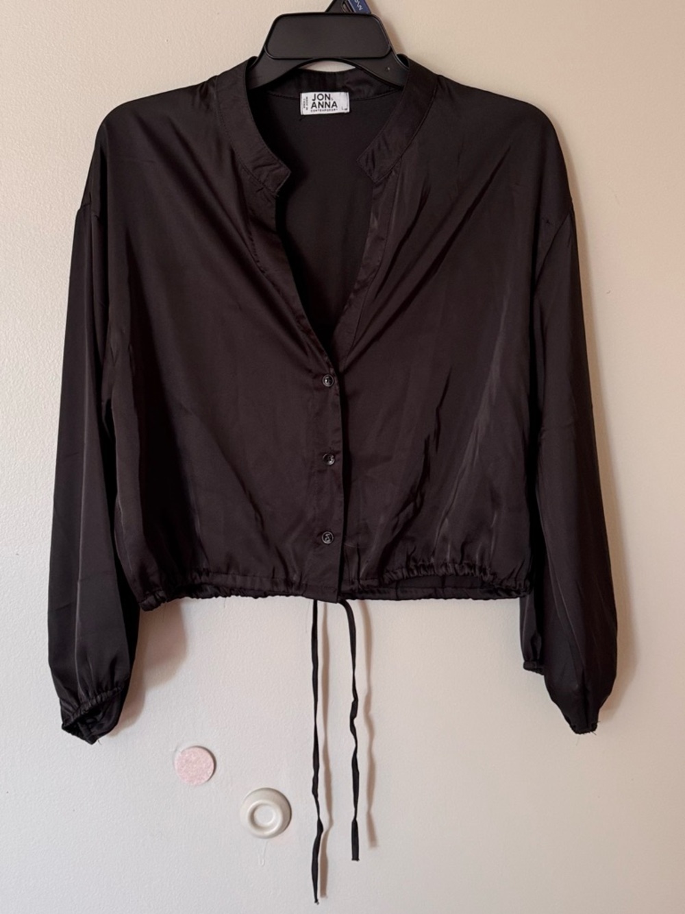 Jon & Anna Black Lightweight Button-Front Blouse